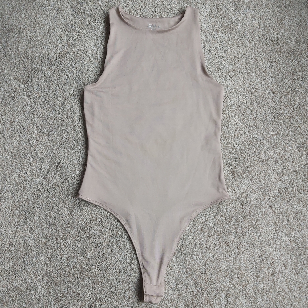 SWS Sleek High-Neck Beige Bodysuit
